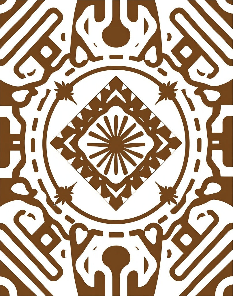 Bold Brown Geometric Mandala Rug