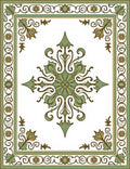 Ornate Green Floral Mandala Design Rug