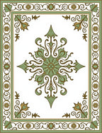 Ornate Green Floral Mandala Design Rug