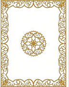 Ornate Gold Scrollwork Medallion Frame Rug