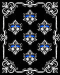 Ornate Blue Floral Scrollwork Symmetry Rug