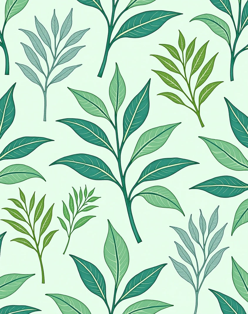 Green Leafy Botanical Pattern Design Rug