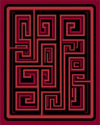 Bold Red Black Maze Pattern Rug