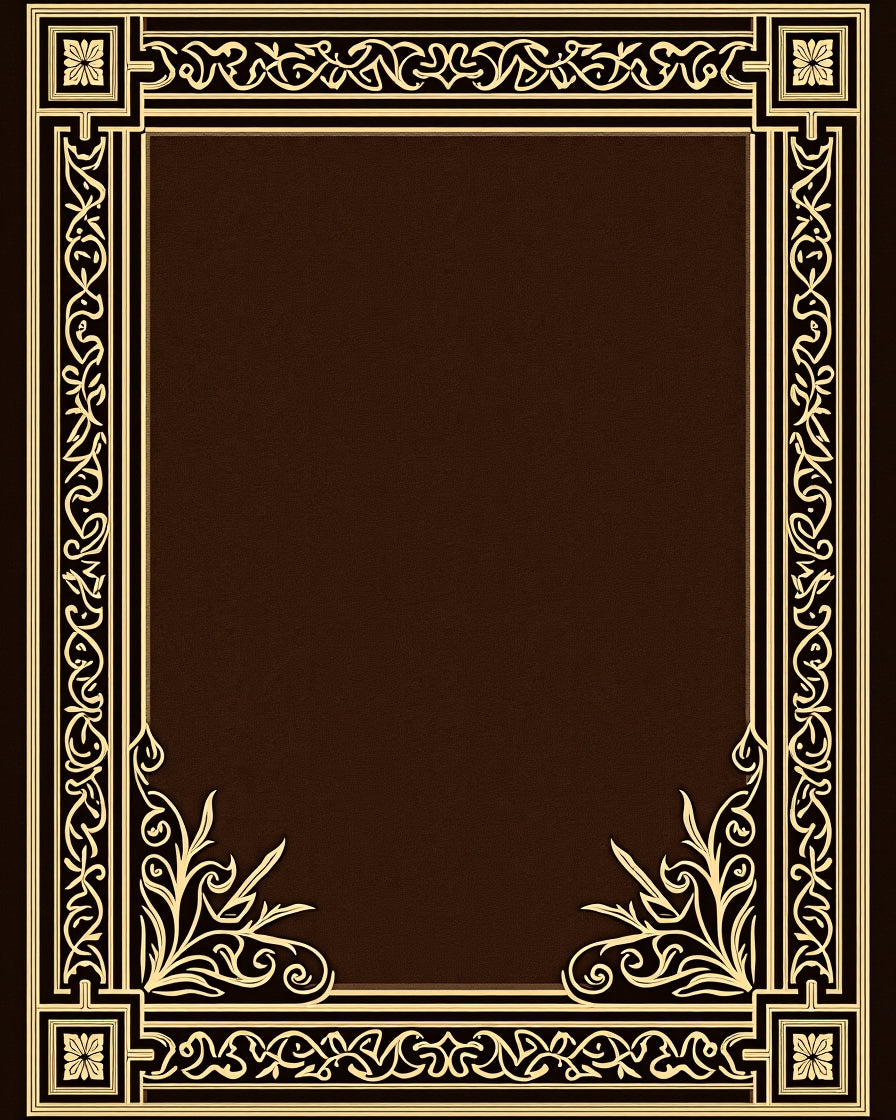 Ornate Scrollwork Floral Border Rug