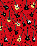 Electric Guitar And Music Notes Pattern Rug