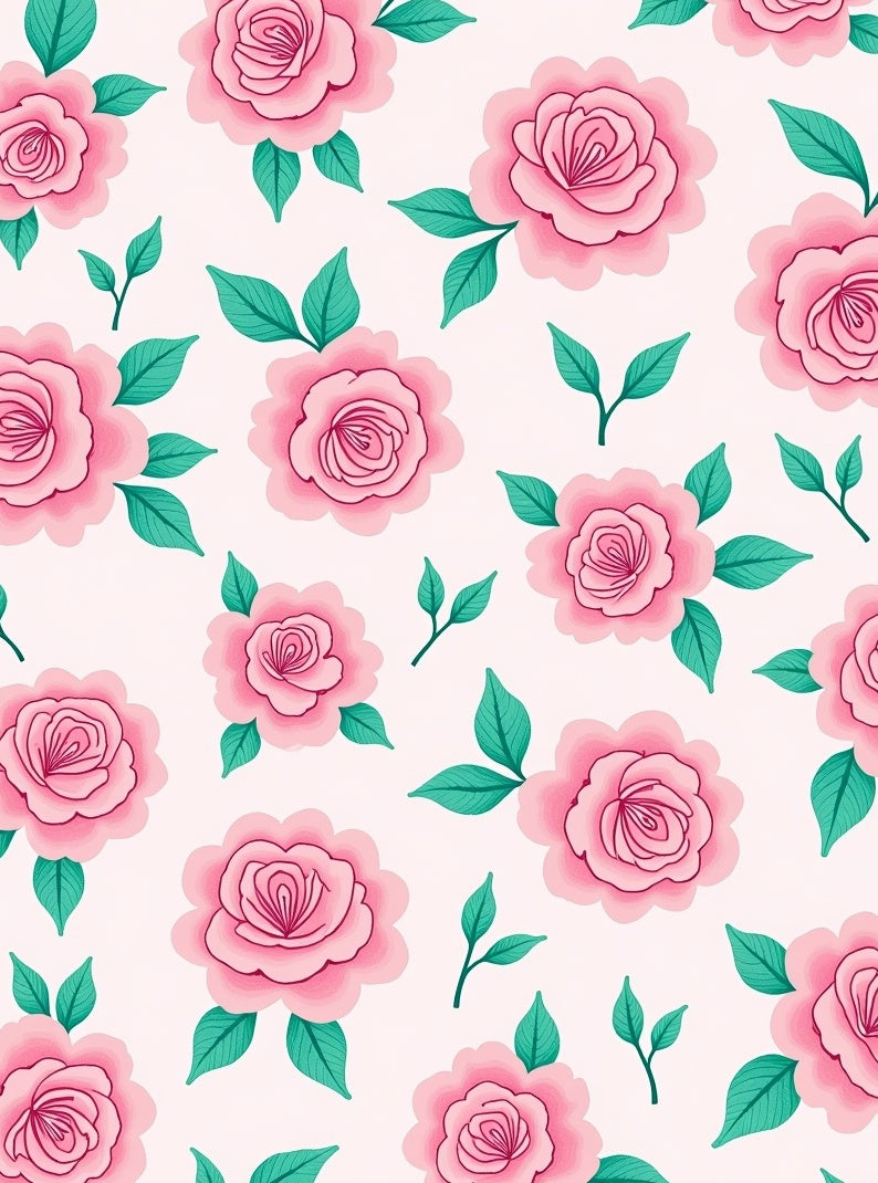 Pink Rose Floral Pattern Rug