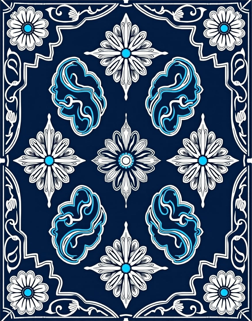 Classic Floral Inlay Pattern Rug