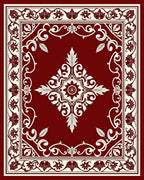 Elegant Floral Medallion Red Rug