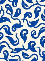 Blue Swirls Floral Pattern Rug