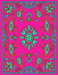 Vivid Pink Paisley Floral Mandala Rug