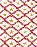 Red White Gold Star Geometric Intertwined Rug