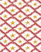 Red White Gold Star Geometric Intertwined Rug