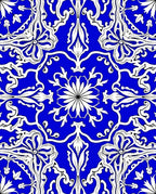 Elegant Azure Floral Scroll Pattern Rug