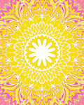 Vibrant Yellow Pink Mandala Pattern Rug