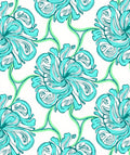 Turquoise Swirl Floral Pattern Design Rug