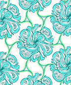 Turquoise Swirl Floral Pattern Design Rug