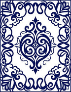Intricate Blue Swirl Floral Pattern Rug