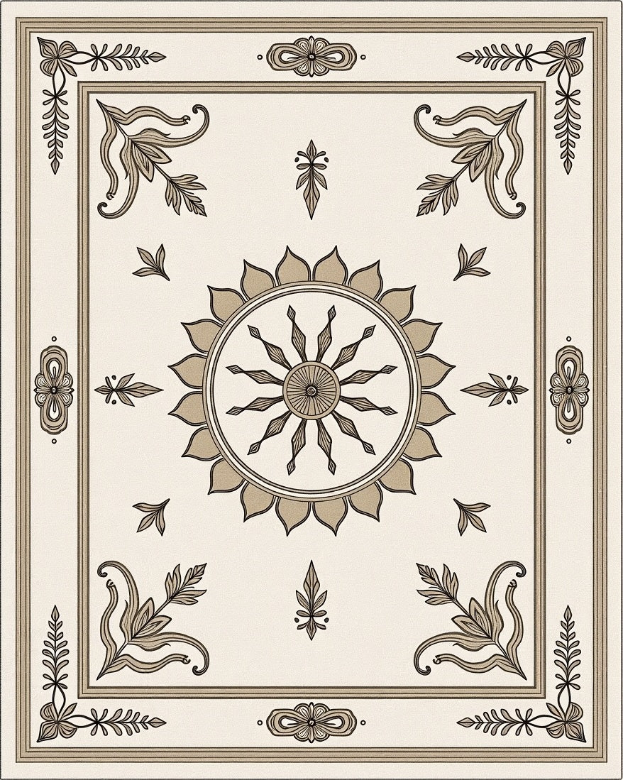 Classic Floral Medallion Beige Pattern Rug