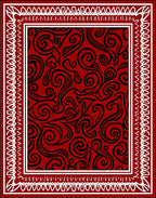 Red Black Swirling Scroll Pattern Rug