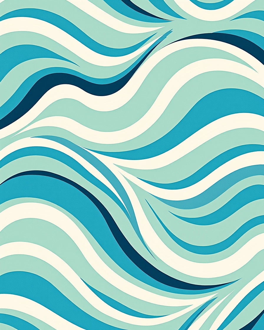 Teal Navy Abstract Wave Rug