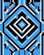 Abstract Geometric Bold Blue Pattern Rug