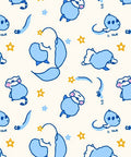 Cute Blue Creatures And Stars Pattern Rug