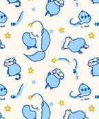 Cute Blue Creatures And Stars Pattern Rug