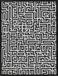 Black White Maze Geometric Rug