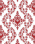 Red White Classic Damask Design Rug