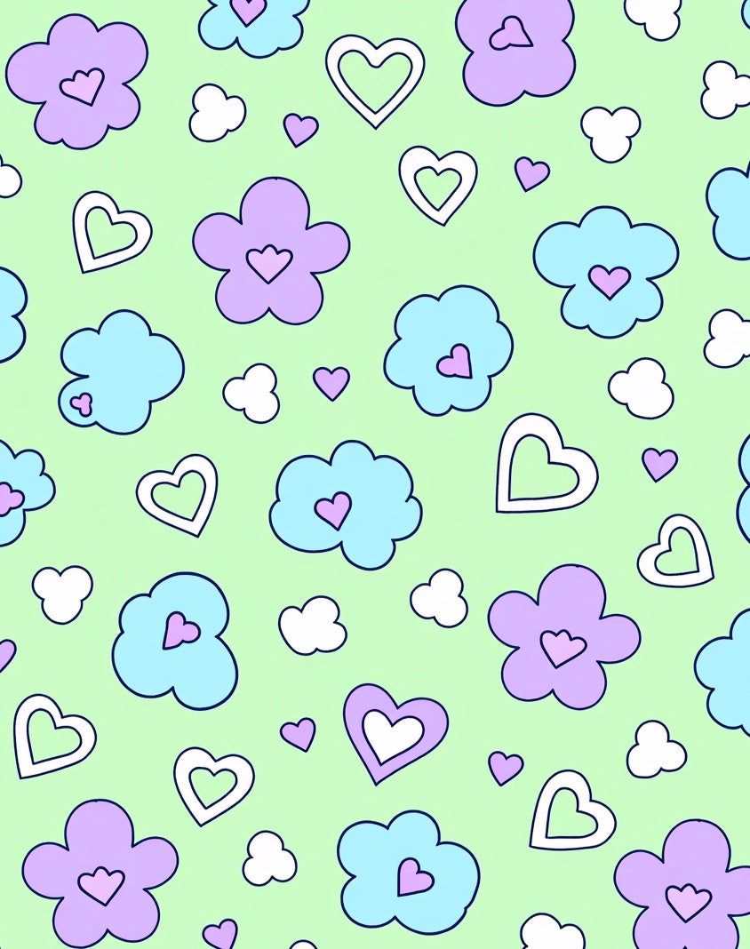Cute Floral Heart Pattern Design Rug