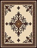 Ornate Scrollwork and Floral Design Rug