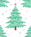 Teal Christmas Trees Pink Star Snowflakes Rug