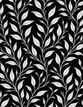 Black White Leafy Vine Pattern Rug