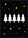 Bold Black White Pine Stars Rug