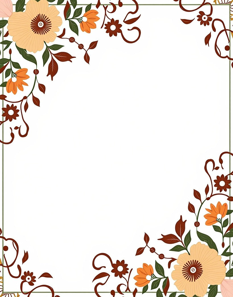 Floral Border With Warm Autumn Accents Rug