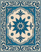 Classic Blue Floral Medallion Design Rug