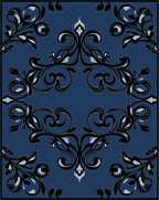 Scrollwork Floral Damask Pattern Rug