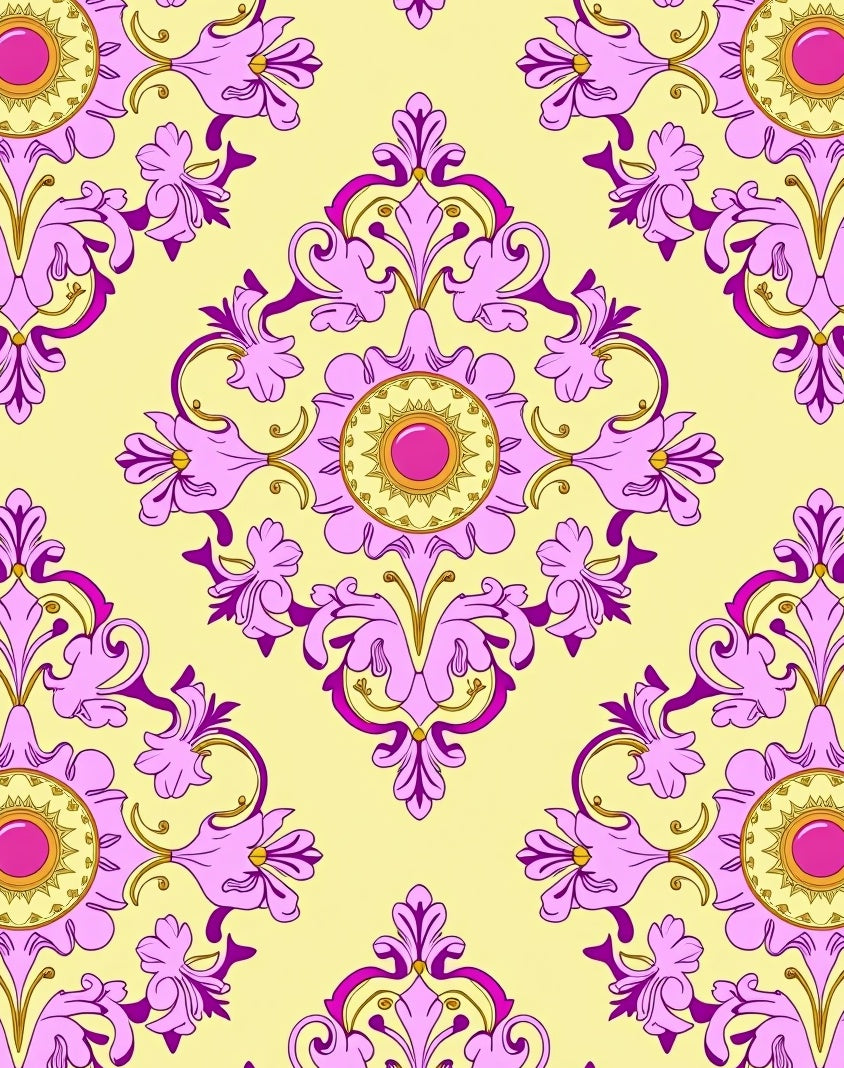 Ornate Floral Pattern With Bright Gemstones Rug