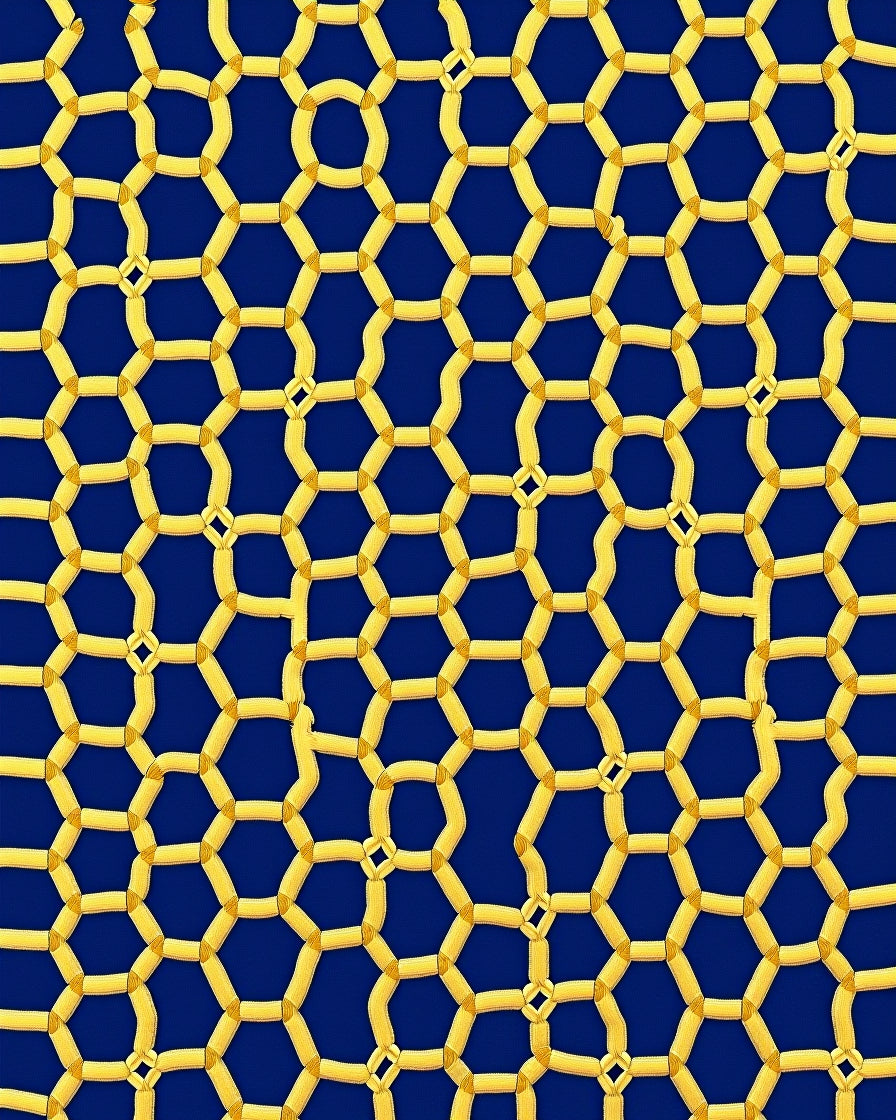 Abstract Honeycomb Gold Pattern Rug