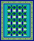 Classic Geometric Blue Green Ivory Pattern Rug