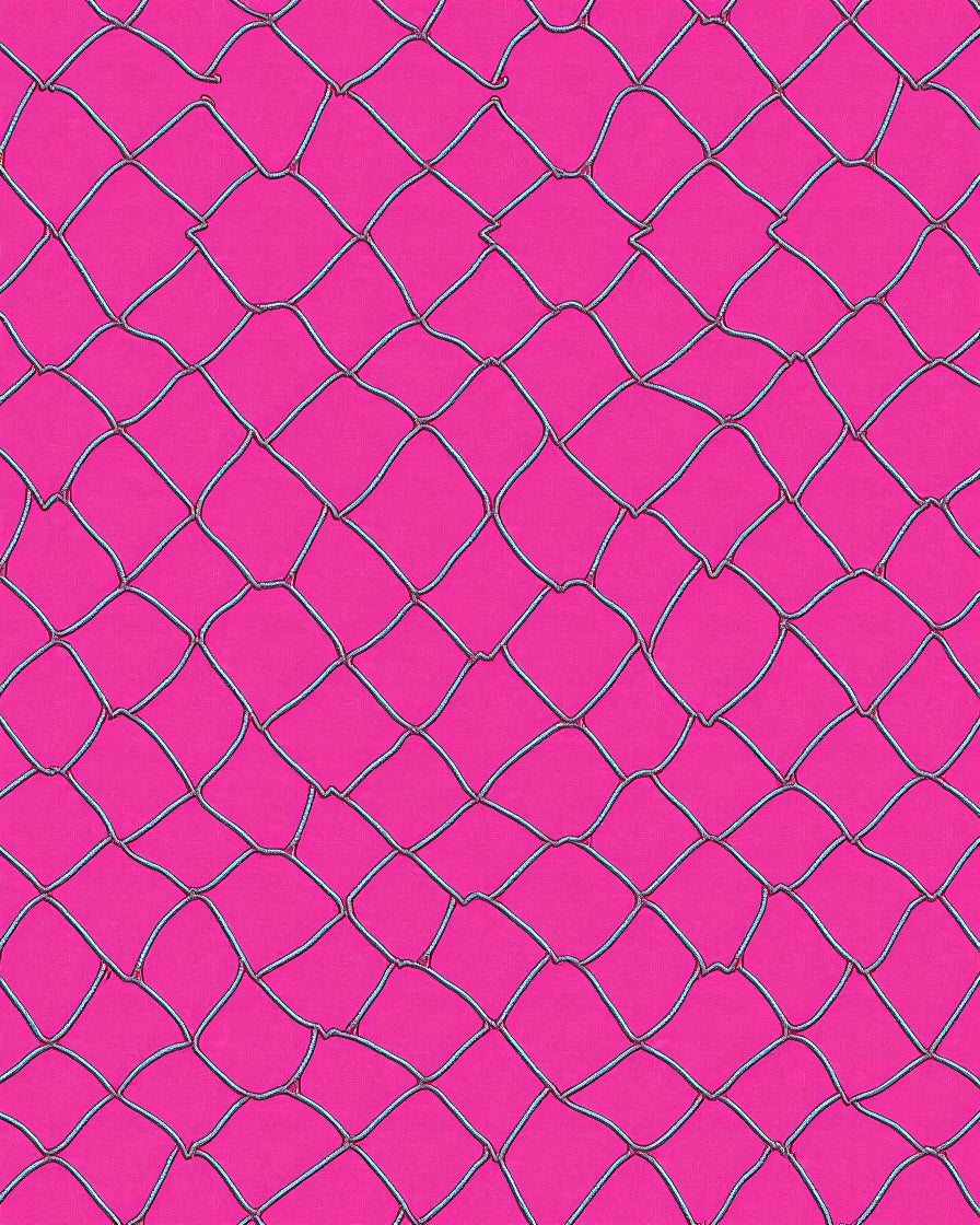 Vibrant Pink Chainlink Patterned Rug