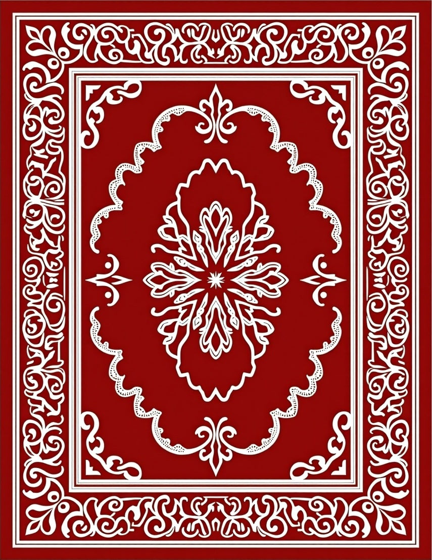 Red Vintage Floral Pattern Rug