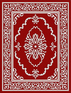 Red Vintage Floral Pattern Rug