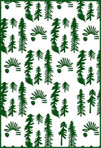 Forest Green Evergreen Tree Silhouette Rug