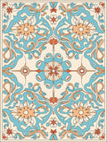 Bold Floral Swirls In Cream And Blue Rug