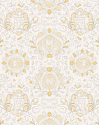 Ornate Yellow Floral Art Nouveau Rug
