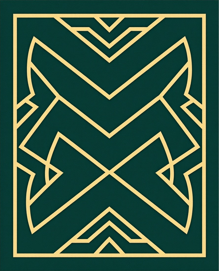 Green Gold Geometric Pattern Design Rug