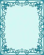 Teal Floral Scroll Border Design Rug