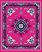 Vibrant Pink Floral Medallion Tapestry Design Rug