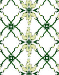 Green Floral Lattice Geometric Pattern Rug